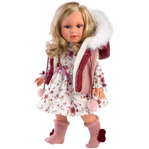 LLORENS - Lucia - kislány játékbaba mellényben és divatos ruhában - 40 cm